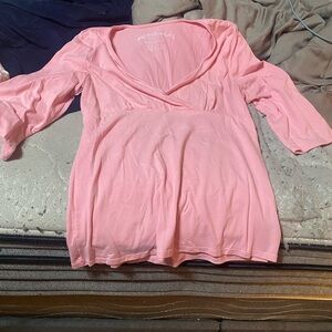 L.A. Blues Pink Fitted Blouse with 3/4 Sleeves